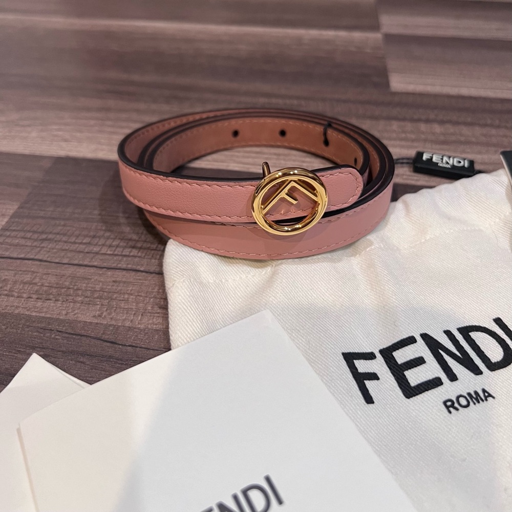 Fendi Vit. Grace Rosa - Pink Blush Leather Belt with Gold Buckle size 85/34 NWT - Picture 2 of 8
